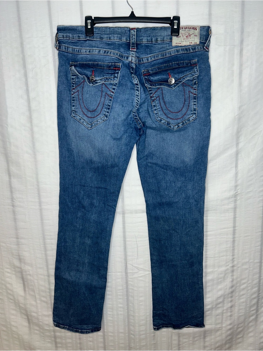 True Religion Jeans Ricky Relaxed Straight Size 38x34 Medium Wash Flap Pockets